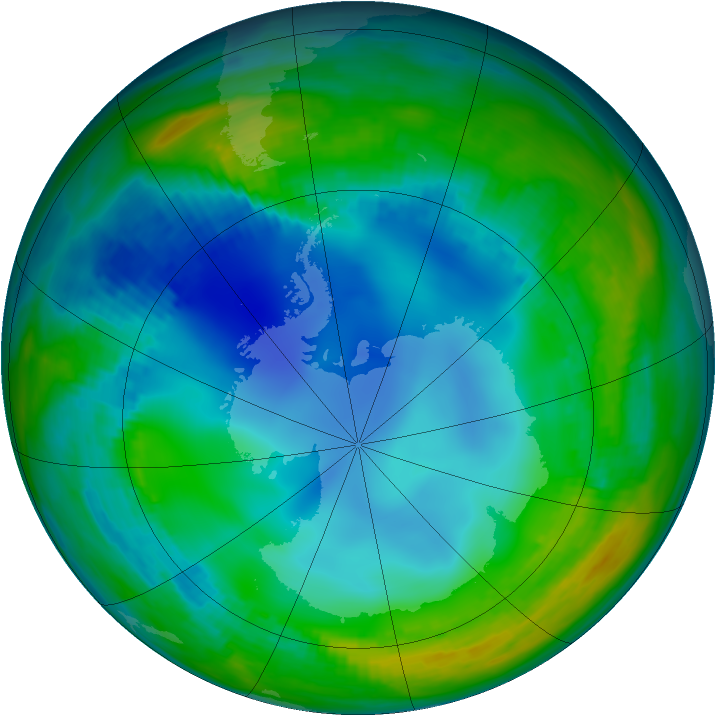 Antarctic ozone map for 24 May 1984